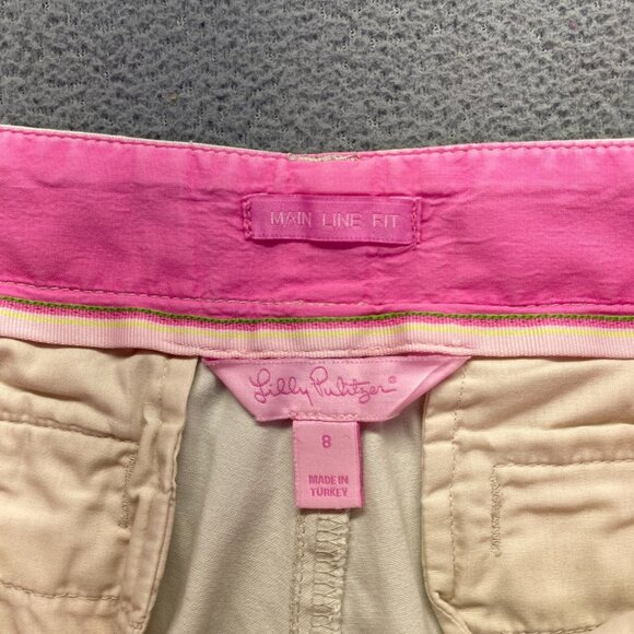 Lilly Pulitzer Women's Capri Pants Size 8 Beige Main‎ Line Fit,PocketsWide Leg - Picture 3 of 10